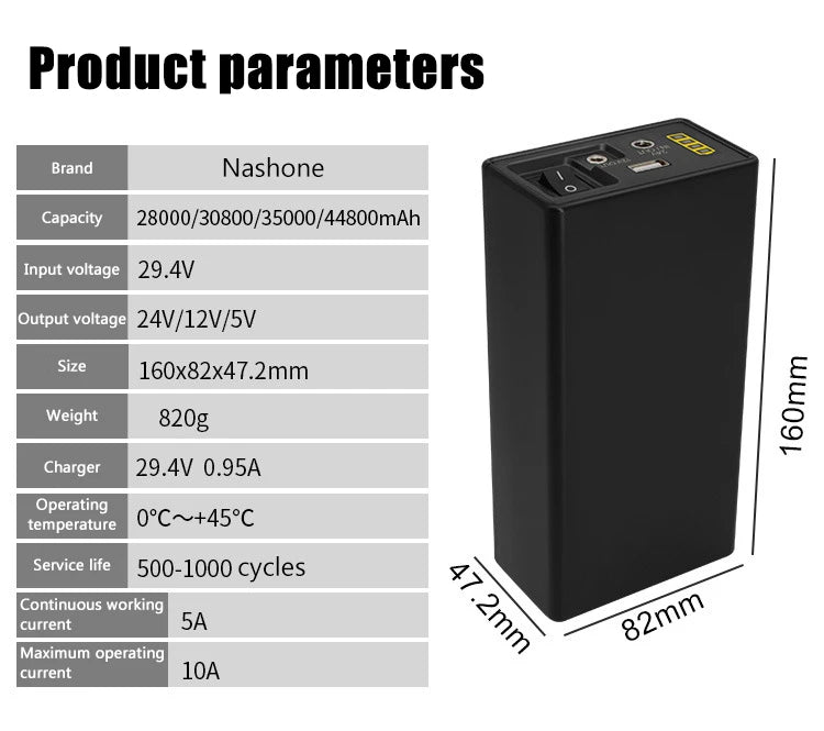 12V Power Bank 24V 18650  Rechargeable Lithium Battery 5V 24V Power Bank Auxiliary 44800Mah Power Bank 12V Mobile Power Supply
