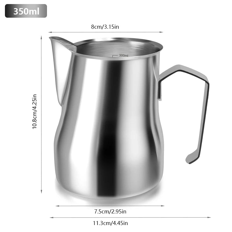 Milk Frothing Pitcher Jug 350/500ML Stainless Steel Coffee Milk Frothing Jug for Espresso Latte Art Barista Steam Milk Jug