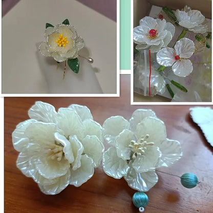 20pcs White ABS Pearl Leaf Shaped Loose Beads For DIY Handmade Crafts Hair Jewelry Accessories