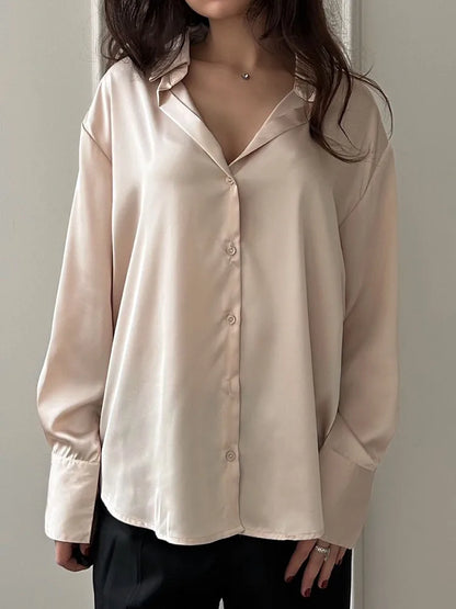 Office Wear Women Shirts Satin Blouse Luxury Pink Long Sleeve Formal Shirts Female Button Silk Tops For Women Elegant All-Match
