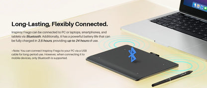 Huion Inspiroy Frego S Newest Graphics Tablet L310 Bluetooth Connectivity Wireless Drawing Tablet, 6.3x3.9 Inch Small Pen Tablet