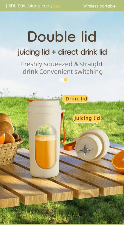 Electric portable blender, 12-blade 400ML juicer, fruit blender, USB rechargeable smoothie juicer, milkshake juicer