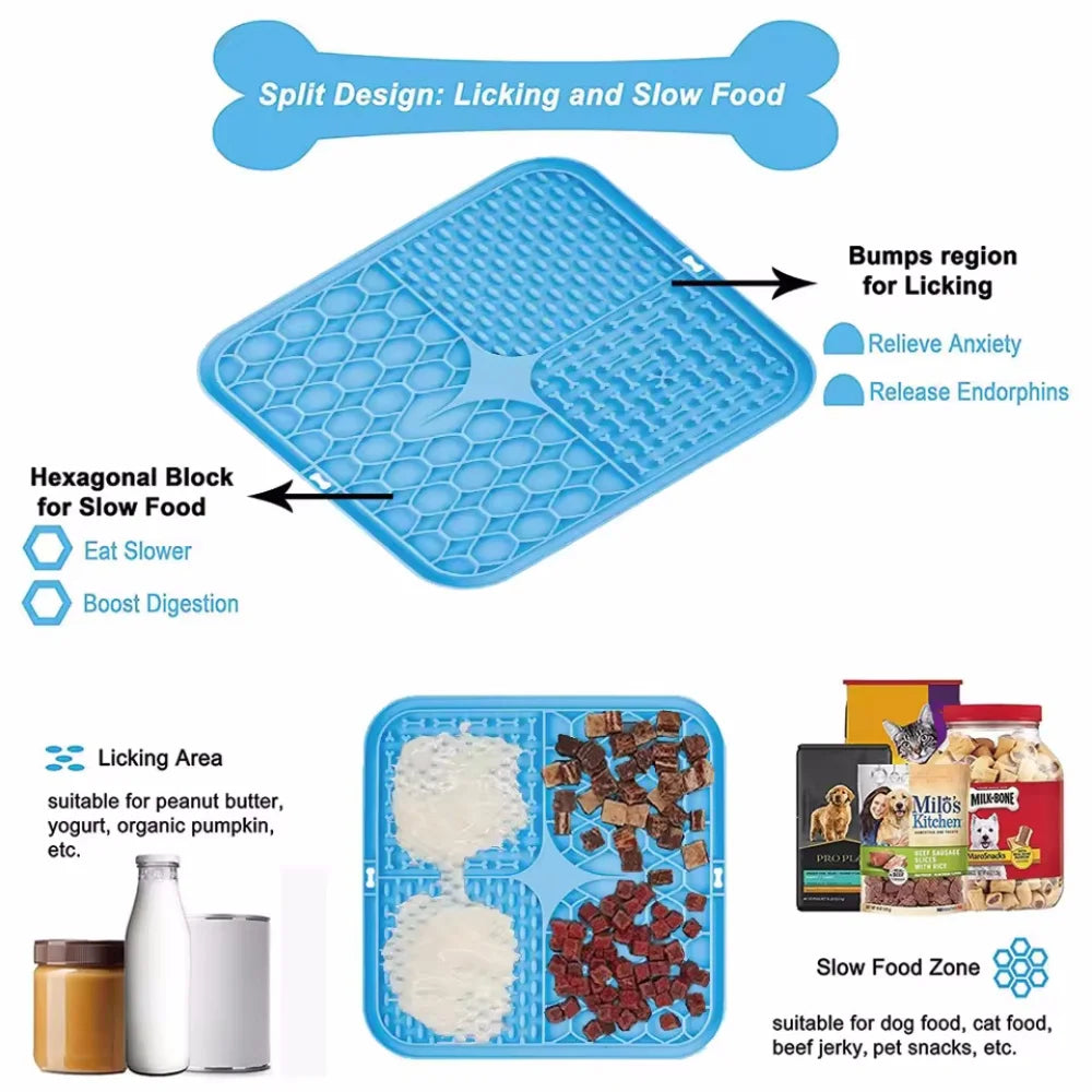 Pet Lick Silicone Mat for Dogs Pet Slow Food Plate Dog Bathing Distraction Silicone Dog Sucker Food Training Dog Feeder Supplies