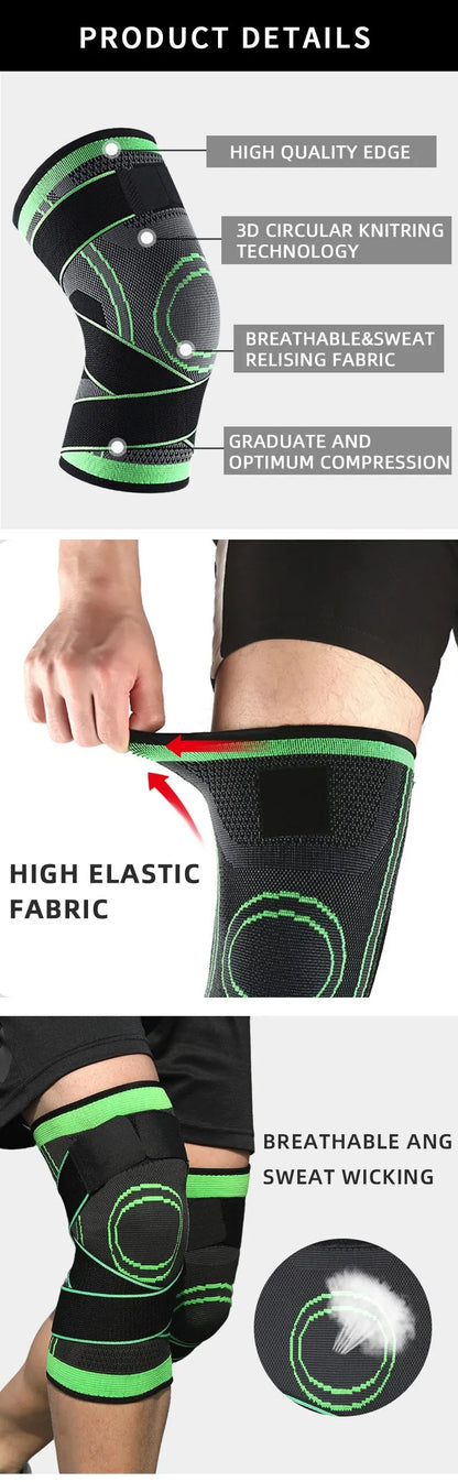 Knee Compressions Sleeve with Adjustable Straps for Running Working Out and Sports Wearing All Day