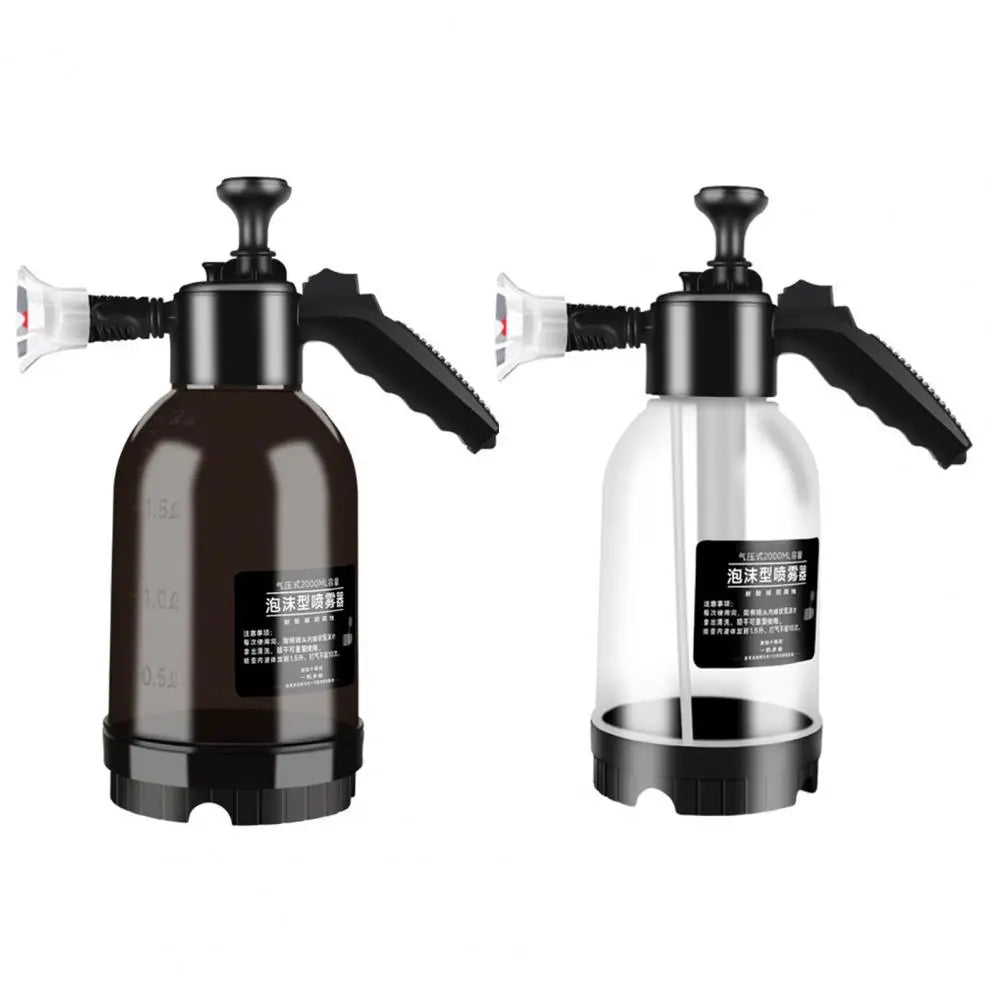 2L Pressure Sprayer Bottle With Ergonomic Handle Leakproof Hand Snow Foam Sprayer Water Pump Bottle With 2 Replacement Nozzles