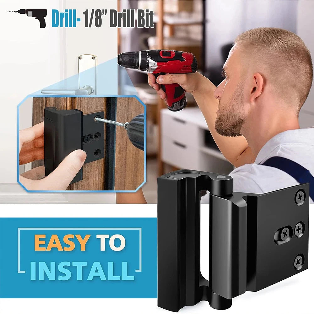 New Home Security Door Lock Aluminum Alloy Anti-theft Door Lock Childproof Door Reinforcement Lock with 3 Inch Stop