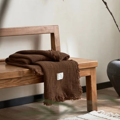 Soft Cotton Blankets Four Layers Of Gauze Sofa Cover Throw Blanket with Tassel Office home Decorative all season