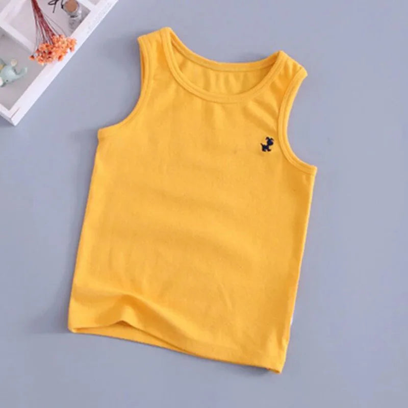 Fashion Children T-shirts for Girls Candy Color Baby Boys Graphic Tee Cotton Vest Tops Kids Summer Clothes Sleeveless T-Shirt