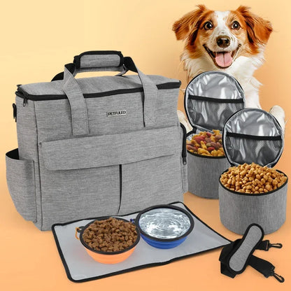 6 Sets Large Dog Travel Bag, Dog Camping Essentials, Weekend Pet Travel Kit, Dog Travel Accessories With Multi-Purpose Pocket