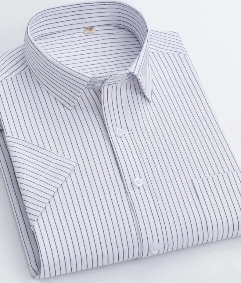 Men's short-sleeved shirt casual non-ironing anti-wrinkle spring summer shirt top high-quality slim-fit formal wear to work