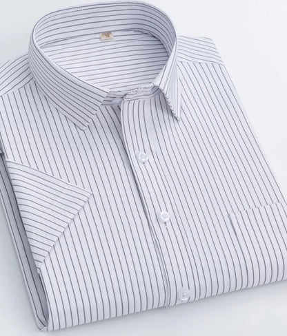 Men's short-sleeved shirt casual non-ironing anti-wrinkle spring summer shirt top high-quality slim-fit formal wear to work