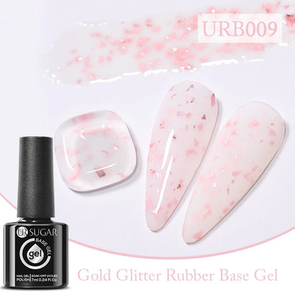 UR SUGAR 7ml Pale Pink Rubber Base Gel Nude Color Semi Permant Soak Off UV LED Self-leveling Gel Varnishes Great Coverage
