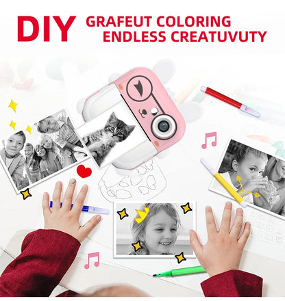Children 1080P HD Digital Camera  Mini Thermal Printer Photography Instant Print Photo HD Digital Video Cameras Portable Toy