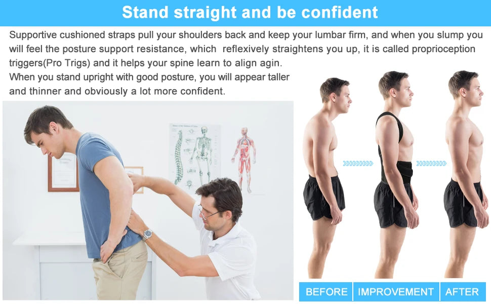 Back Brace for Lumbar Support and Upright Back Straightener Back Corrector Posture Improve and Neck, Back, Shoulder Pain Relieve