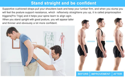 Back Brace for Lumbar Support and Upright Back Straightener Back Corrector Posture Improve and Neck, Back, Shoulder Pain Relieve
