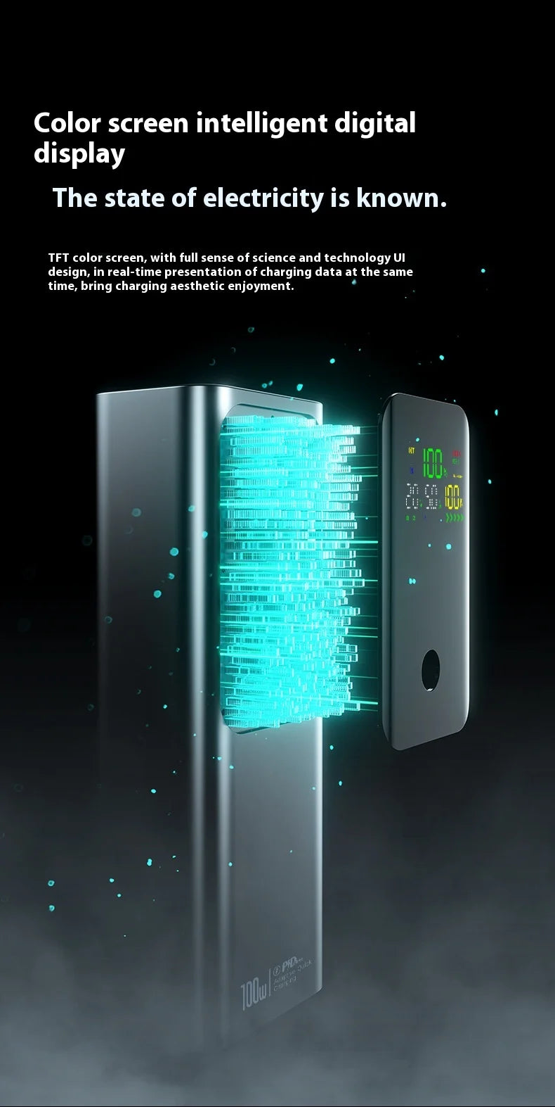 New PD100W Power Bank 30000mAh Large Capacity Two-way Fast Charging Portable Powerbank Laptop External Spare Battery for Macbook