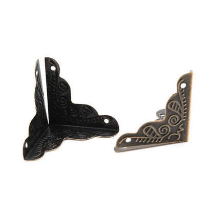12 Pcs Storage Case Box Corners Brackets 3.6cm X 2.4cm For Furniture Decorative Triangle Rattan Carved Corner Protector