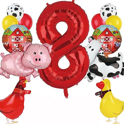 Farm Animals Tableware Plates Cups Napkins Tablecloth Farm Birthday Party Decor Birthday Banner Farm Animals Pig Cow Balloon