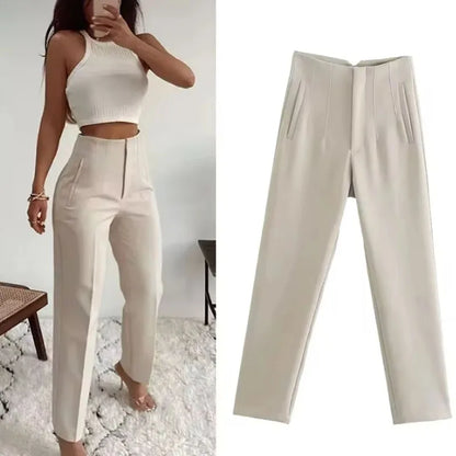 Koekop Office outfits Pencil Trousers Black Pink White Ladies Pants Fashion Office Wear High waist Pants for Women Formal Pants