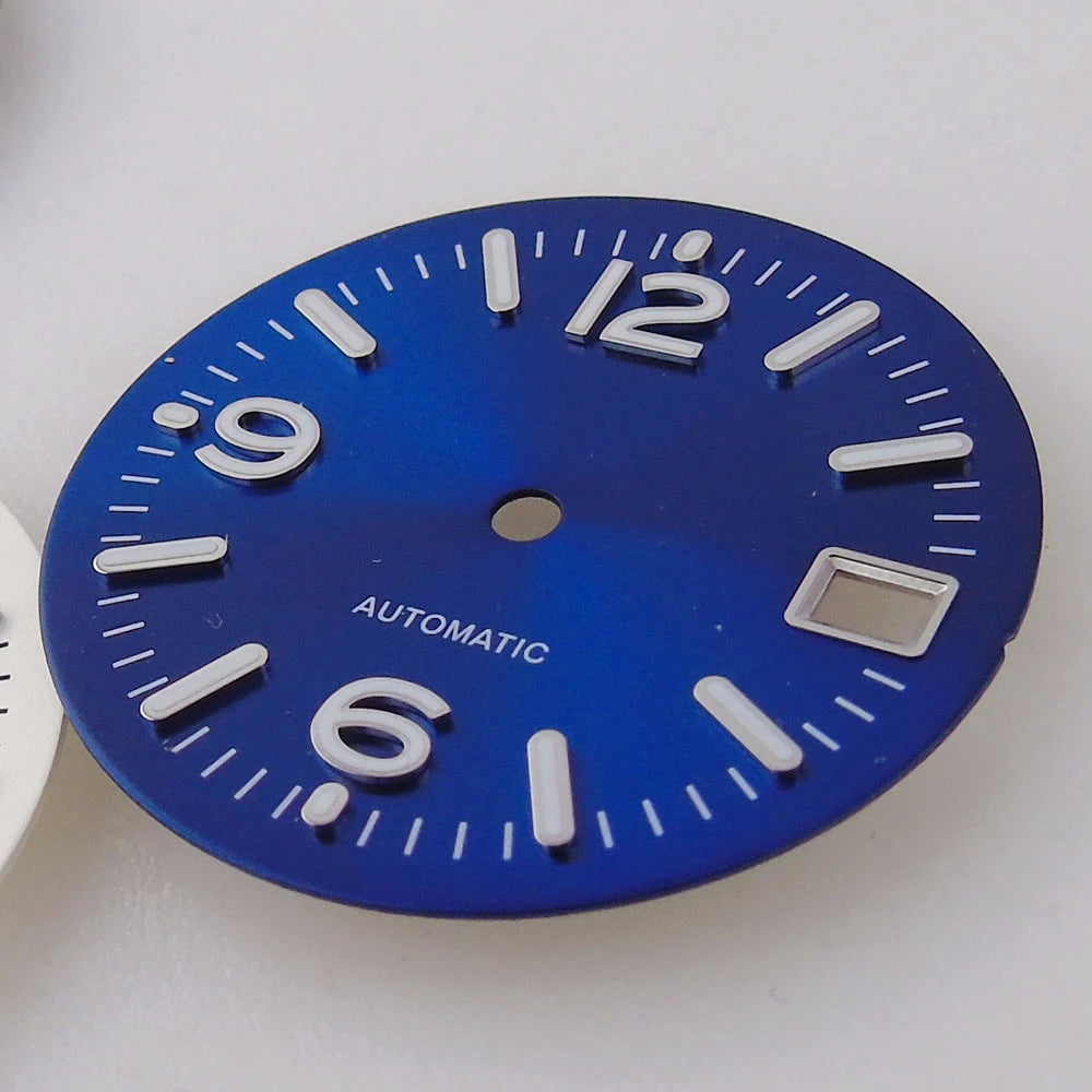 29MM Pilot Watch Dial Face for NH35 NH36 Dive Watch Mod Parts Silver Hand set Date Window Sterile Dial Plate Green Luminous