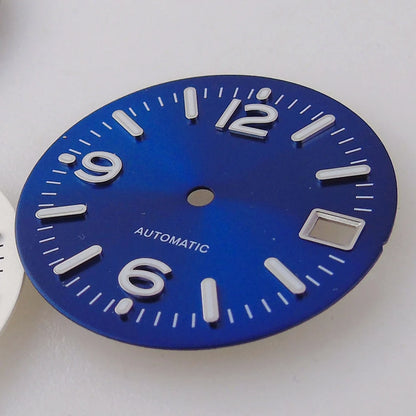 29MM Pilot Watch Dial Face for NH35 NH36 Dive Watch Mod Parts Silver Hand set Date Window Sterile Dial Plate Green Luminous