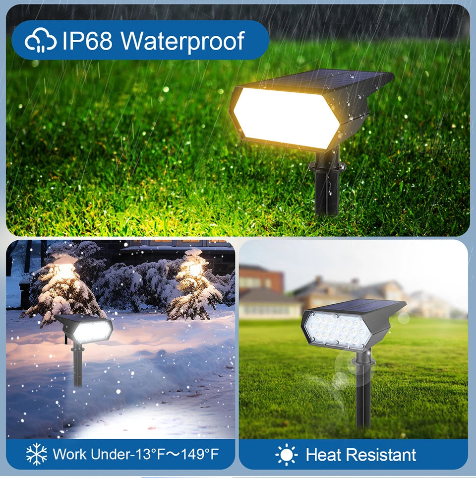 LED Outdside Lighting Light Sensor Garden Park Night Decor Lawn Pathway Solar Spotlight Walkawy Lamp White/Warm White Lights ﻿