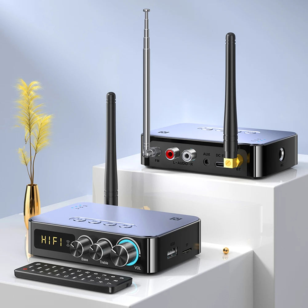 Audio Adapter Multifunctional Stereo Music Receiver Infrared Remote Control Bluetooth-compatible for Speaker Desktop Laptop