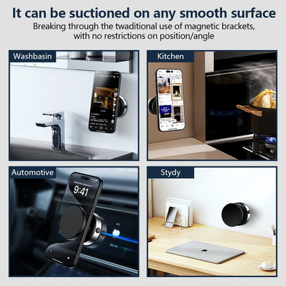 Magnetic Car Phone Holder Mount 360°Rotation N52 Strong Magnetic for iPhone 12-16 Android Smartphone Vacuum Adsorption Bracket