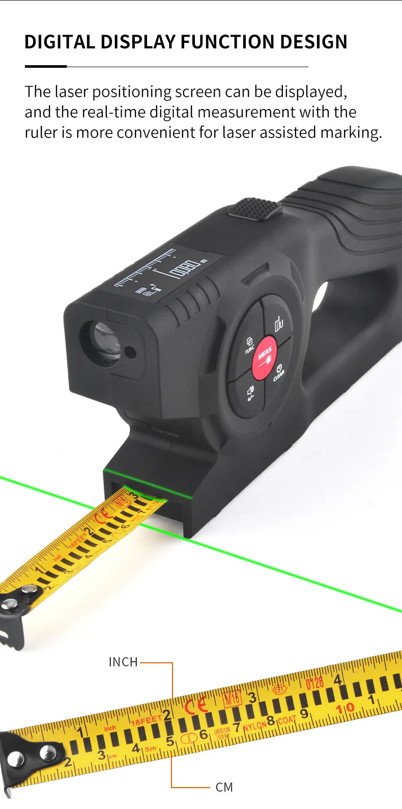 wintape digital display laser distance meter laser tape measure three-in-one intelligent digital measuring ruler