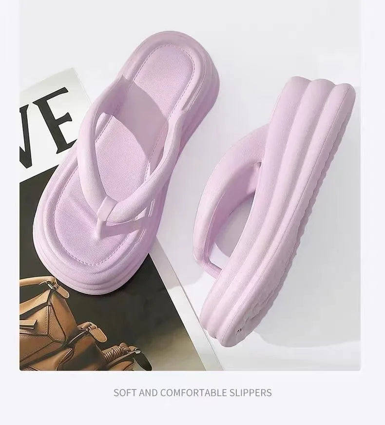 Thick Bottom Flip-flops Summer Fashion Women Slippers Soft Bottom Increase Anti-slip Anti-odor Beach Slippers Zapatos De Mujer