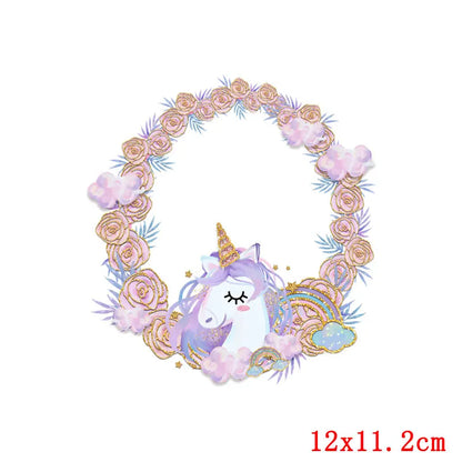 Rainbown Unicorn Heat Thermal Transfer For Clothes Cute Cartoon Iron-On Transfers Sticker On Babys Clothes DIY Aniaml Applique