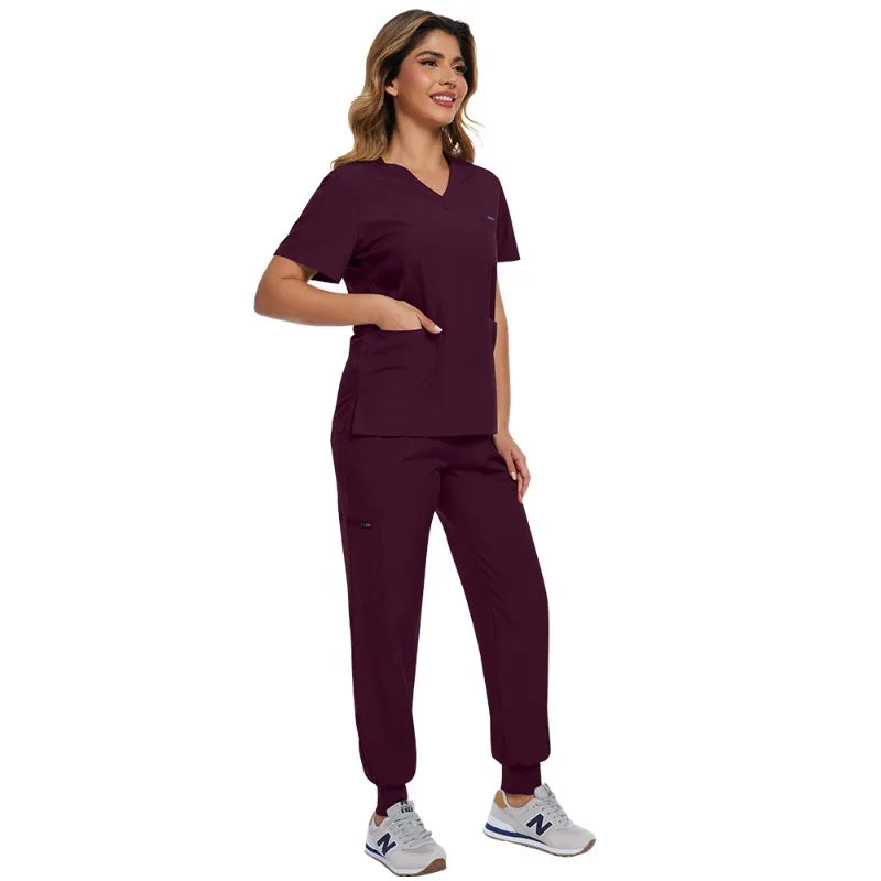 Surgical Scrubs Unisex - Quick-Dry Dental Clinic & ER Workwear Split Set W/Short Sleeve & Anti-Microbial 6 Pockets