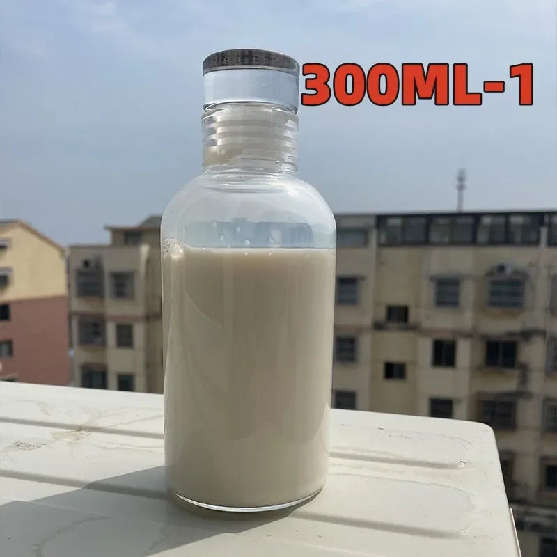 300-1000ml Glass Water Bottle Large Capacity with Time Marker Cover for Water Drink Outdoor PortableTransparent Milk Juice Cup