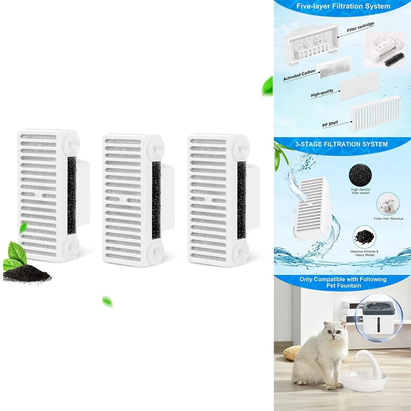 T-Shaped Filters Replacement Pet Water Fountain Filter Refill For Pioneer Mini Vortex And Swan Pet Drinking Fountain 6PCS