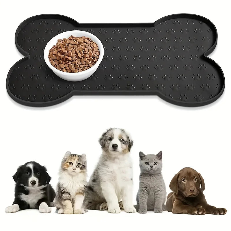 Silicone Dog Feeding Mat,Non-Slip Pet Food Pad Washable Waterproof Dog Cat Feeding Tray,Durable Food Bowl Placemat for All Breed