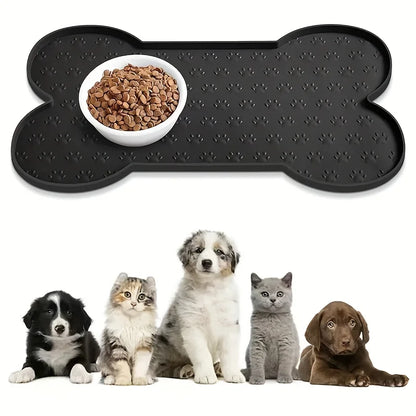 Silicone Dog Feeding Mat,Non-Slip Pet Food Pad Washable Waterproof Dog Cat Feeding Tray,Durable Food Bowl Placemat for All Breed