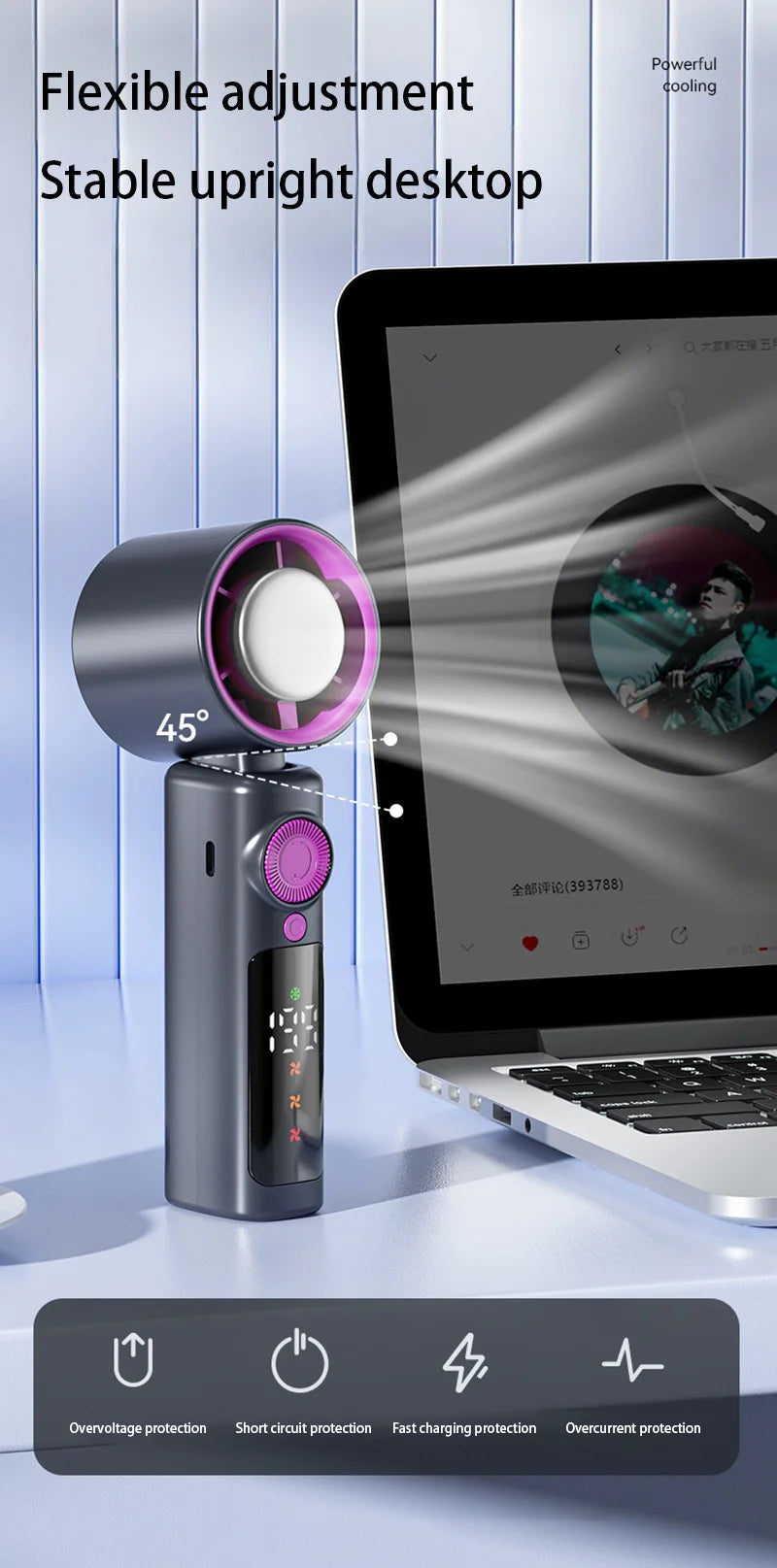 Electric Fan Handheld Fan 199 Gears High Speed Semiconductor Cooling Handheld Fan Mini Portable Folding USB Small Fan