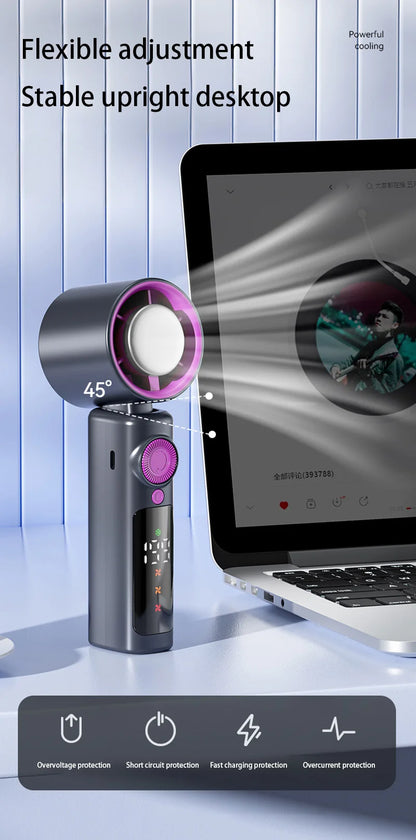 Electric Fan Handheld Fan 199 Gears High Speed Semiconductor Cooling Handheld Fan Mini Portable Folding USB Small Fan