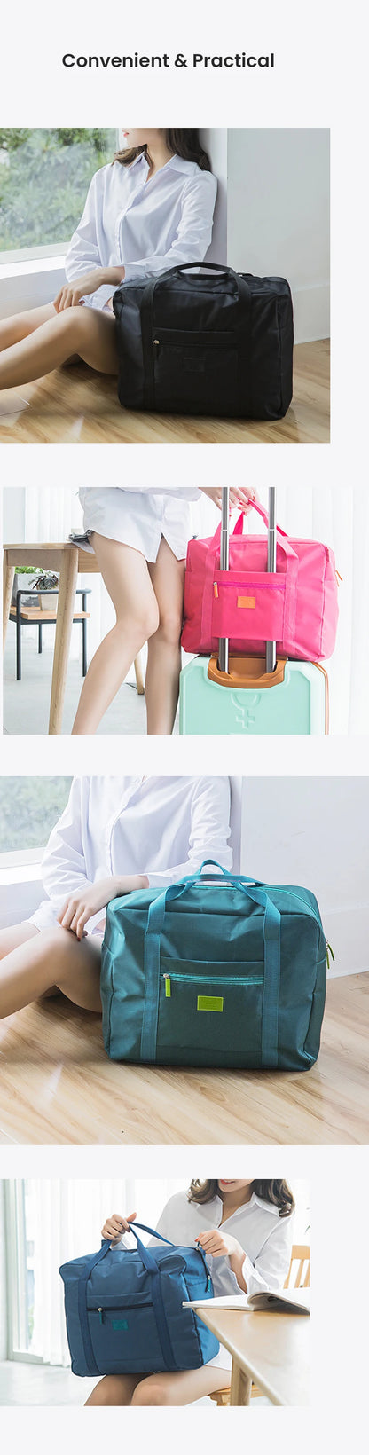 Lightweight Foldable Travel Duffel Bag: Unisex Tote Carry-On Luggage for Weekenders & Overnight Stays