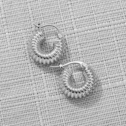 Punk Gold plated Chunky Irregular Hammered Hoop Earrings for Women Minimalist Geometric Twisted Polished Ear Ring Huggie Hoops