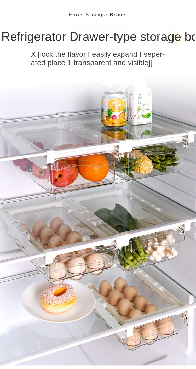 NEW Refrigerator Drawer Plastic Clear Fridge Organizer Slide Under Shelf Drawer Box Rack Holder Kitchen Fruit Food Storage Box