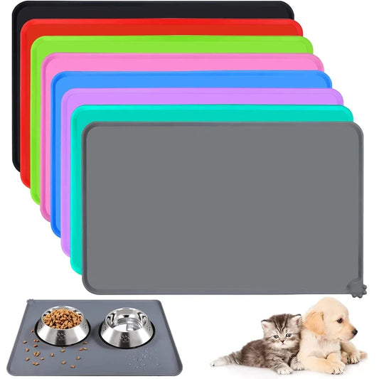 Silicone Pet Food Mat - Waterproof & Non - Stick Feeding Pad for Dogs & Cats - Anti - Spill Feeder Tray Placemat