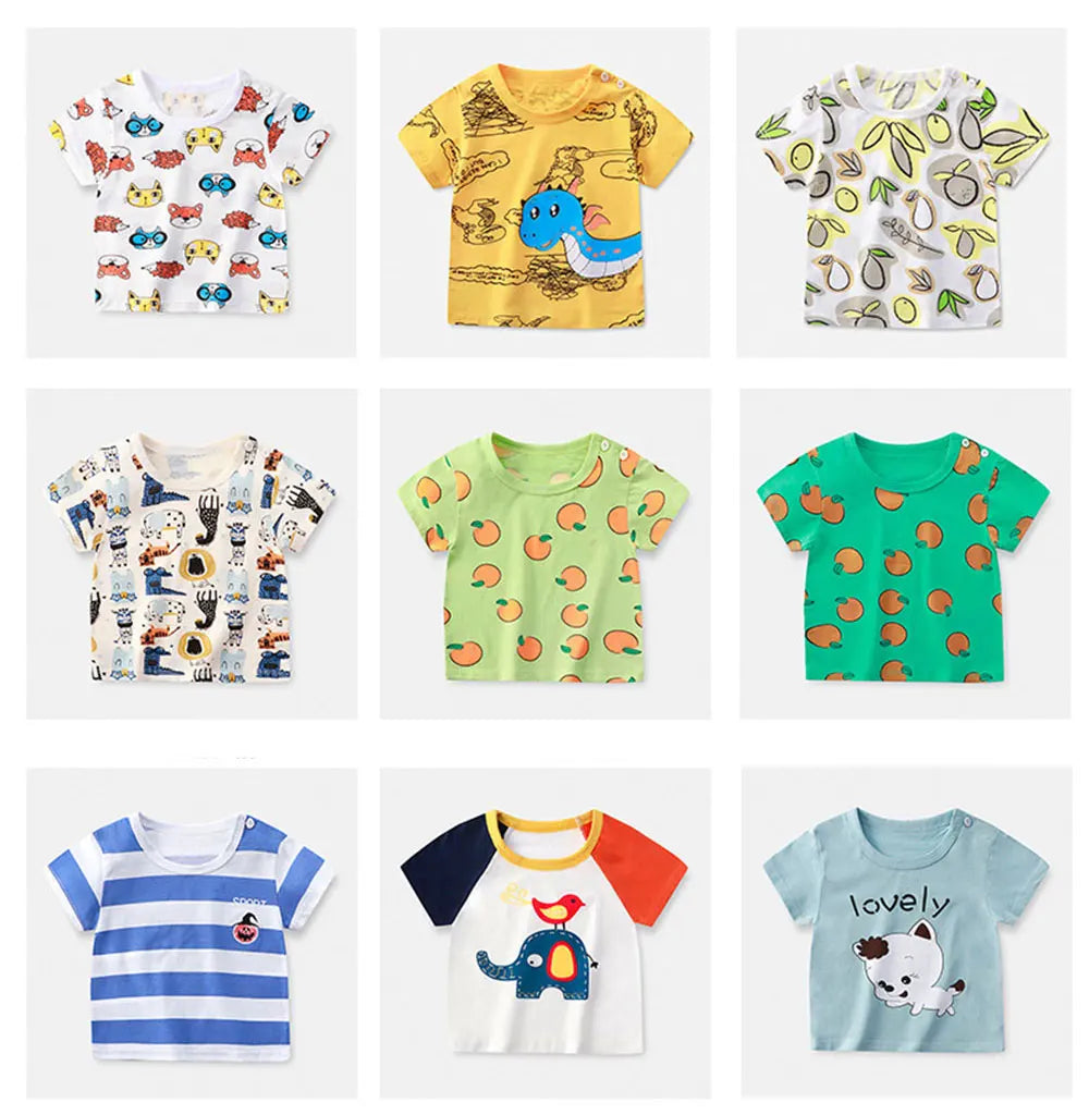 Baby Cotton T-shirts Cute Kids Print T Shirt Boys Girls Children Summer Short Sleeve Tops Infant Clothing