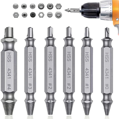Damaged Screw Extractor Broken Bolt Stripped Set Double Head Tool Easy Out Removal Disassemble Stud Slip Teeth Demolish Remover