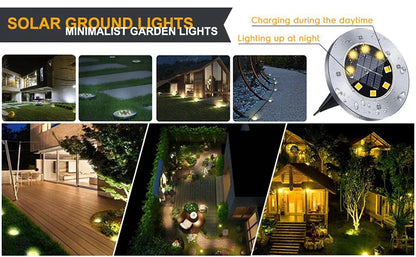 8/20LED Solar Power Disk Light Outdoor Garden Solar Underground Light Deck Light Spotlight Buried Solar Led Lamp Garden Decor