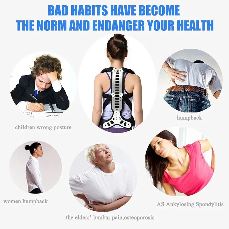 Adjustable Back Brace Posture Corrector Women Men Back Straightener Trainer for Scoliosis & Hunchback Correction, Spine Support