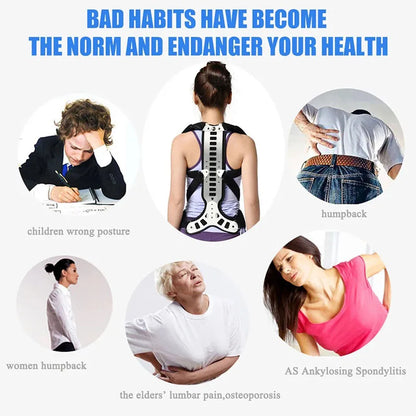 Adjustable Back Brace Posture Corrector Women Men Back Straightener Trainer for Scoliosis & Hunchback Correction, Spine Support