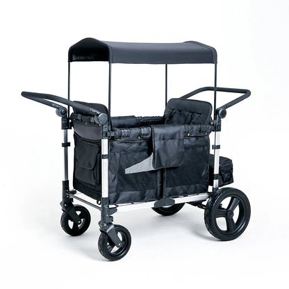 Push Pull Double Stroller Wagon 4&2 Seater Featuring 5 Point Harnesses Kids Wagon Stroller