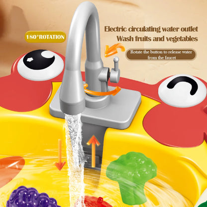 Kitchen Dishwasher Playing Toys, Electric Play Kitchen Sink Simulated Kitchen Accessories Foods Fork Cup Gifts for Boys Girls