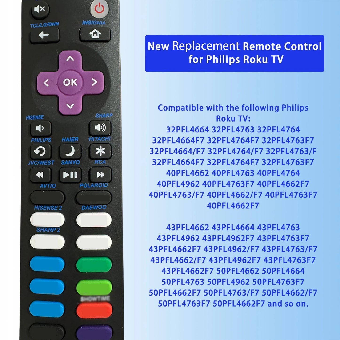 New Replacement Remote Control Fit for All Roku TV, Compatible for TCL Roku/Hisense Roku/Onn Roku/Aparatos/Insignia Roku/HITACHI
